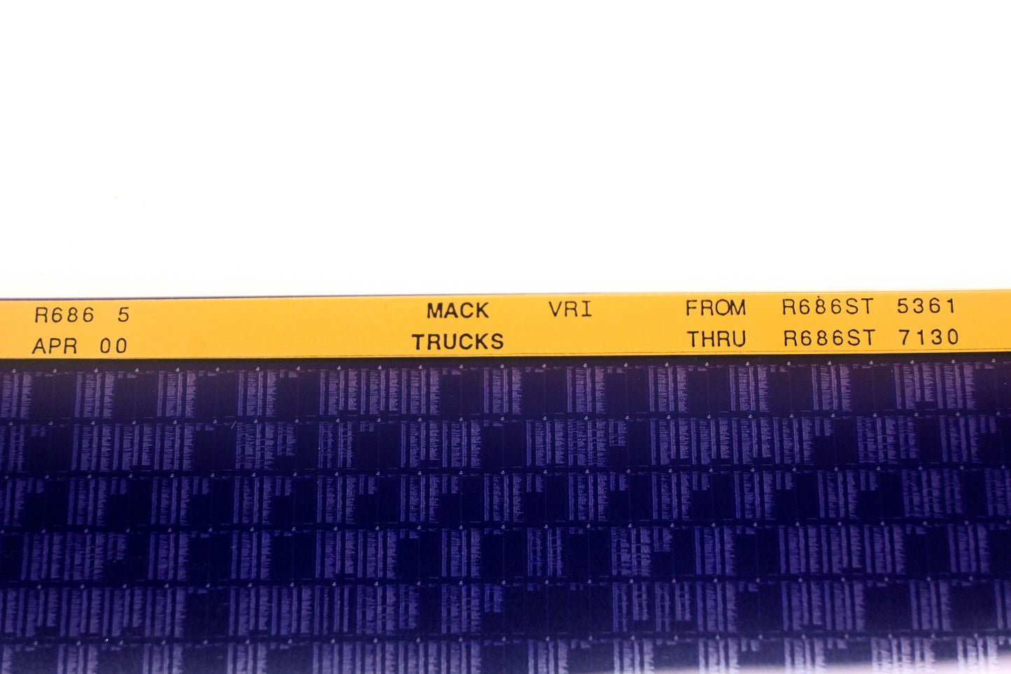 Mack R686 5 R686ST5361 - R686ST7130 VRI Microfiche NOS