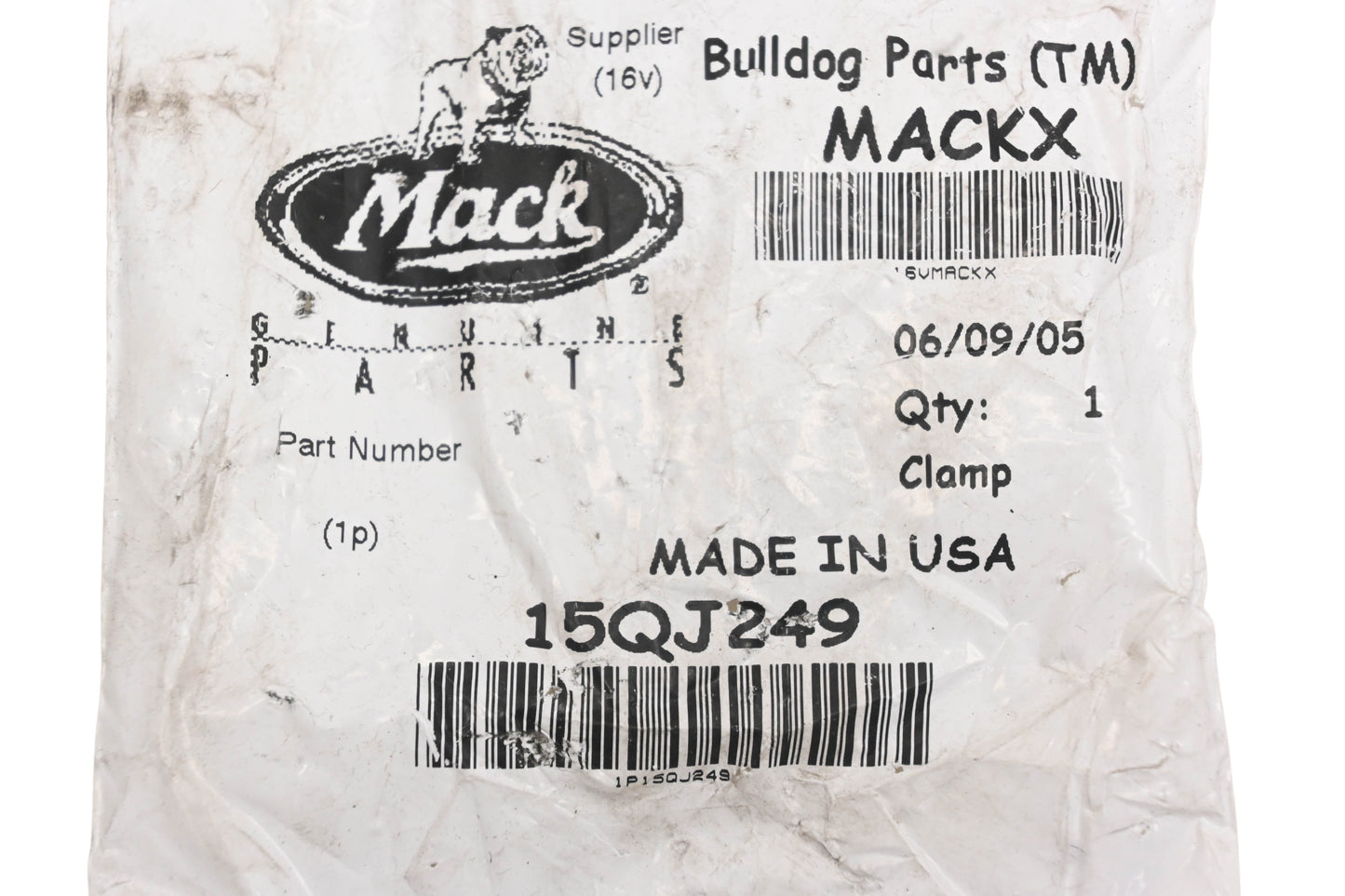 Mack 15QJ249, WP-725 Wheel Clamp NOS