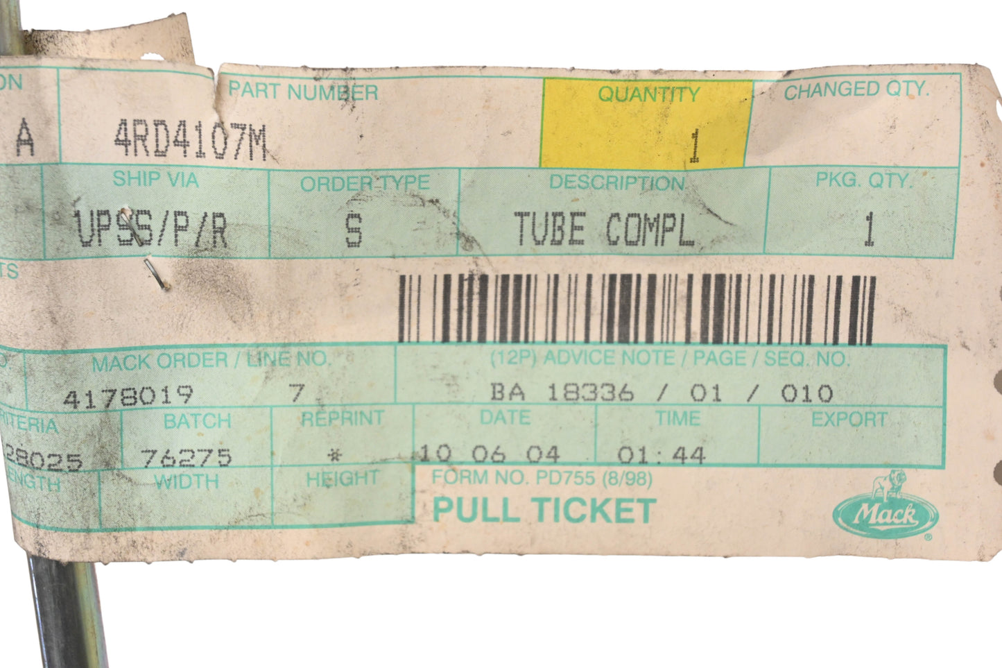 Mack 4RD4107M A/C Condenser Tube NOS