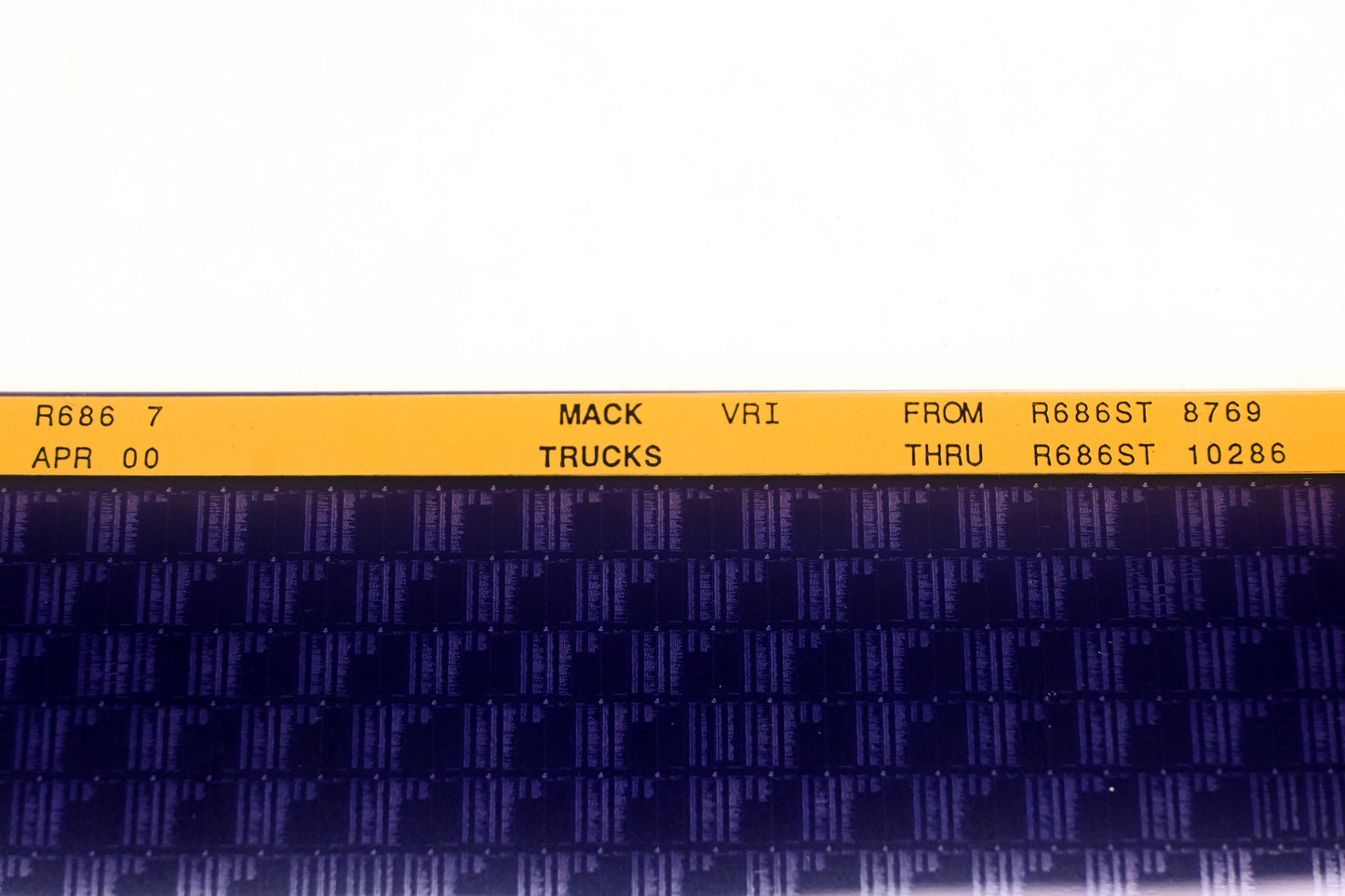 Mack R686 7 R686ST8769 - R686ST1086 Veri Microfiche NOS