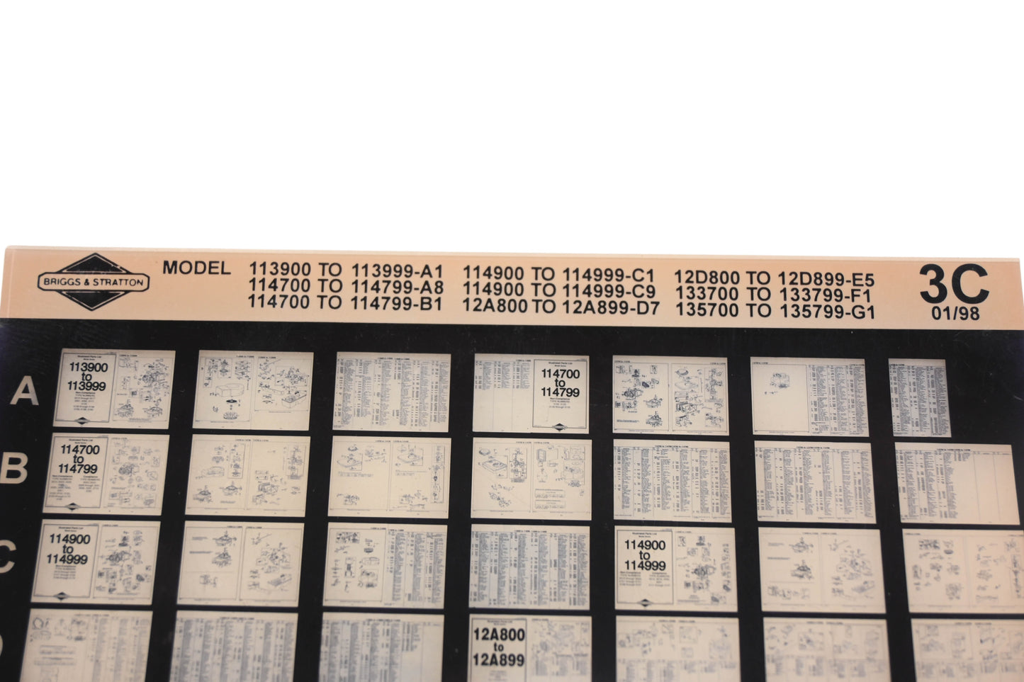 OEM Briggs & Stratton 3C Model Info Rev:1/98 Microfiche