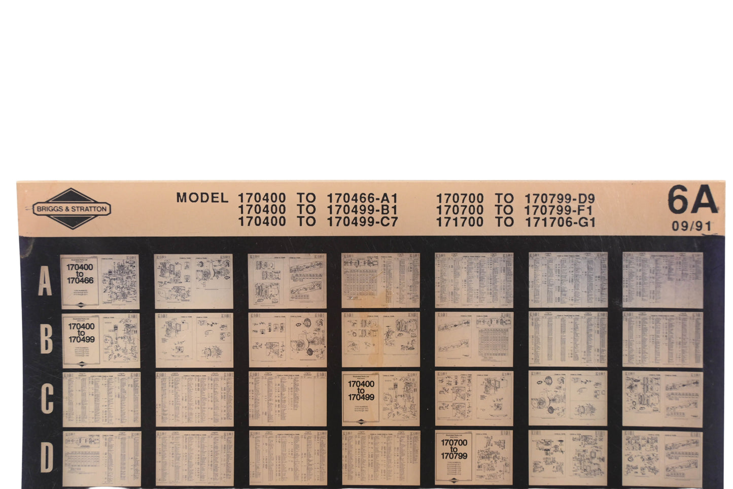 OEM Briggs & Stratton 6A Model Info Rev:9/91 Microfiche