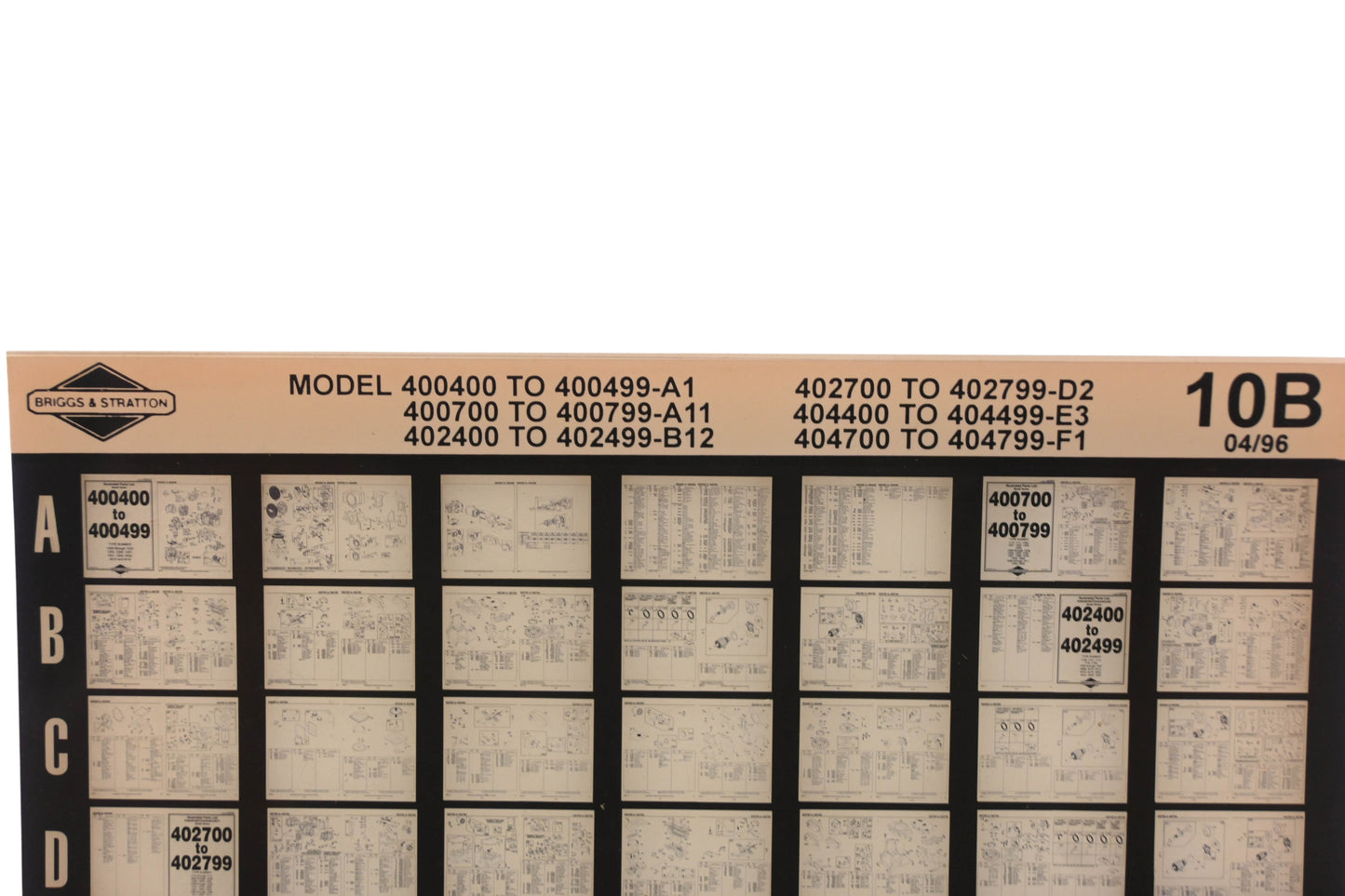 OEM Briggs & Stratton 10B Model Info Rev:4/96 Microfiche