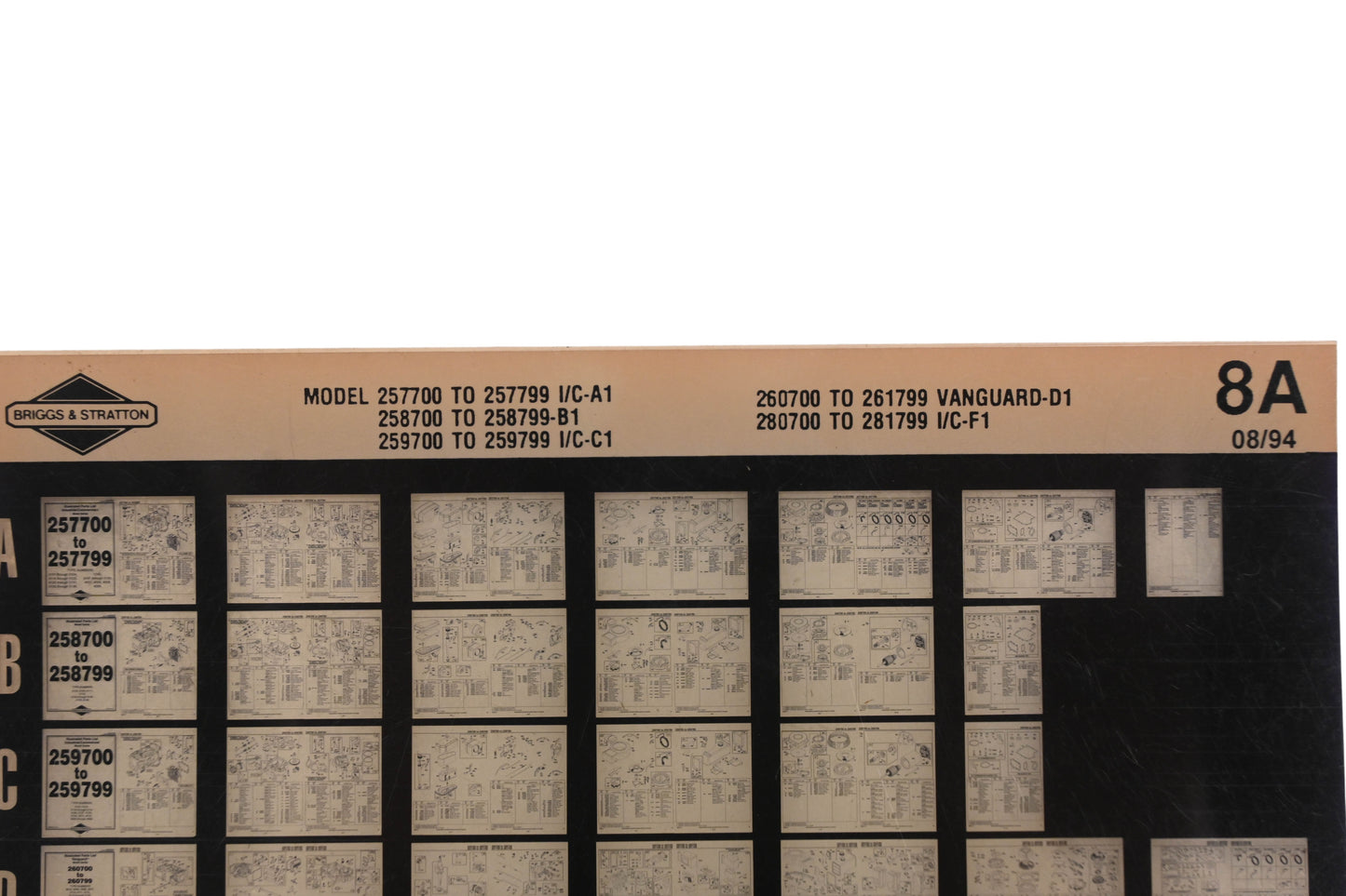 OEM Briggs & Stratton 8A Model Info Rev:8/94 Microfiche