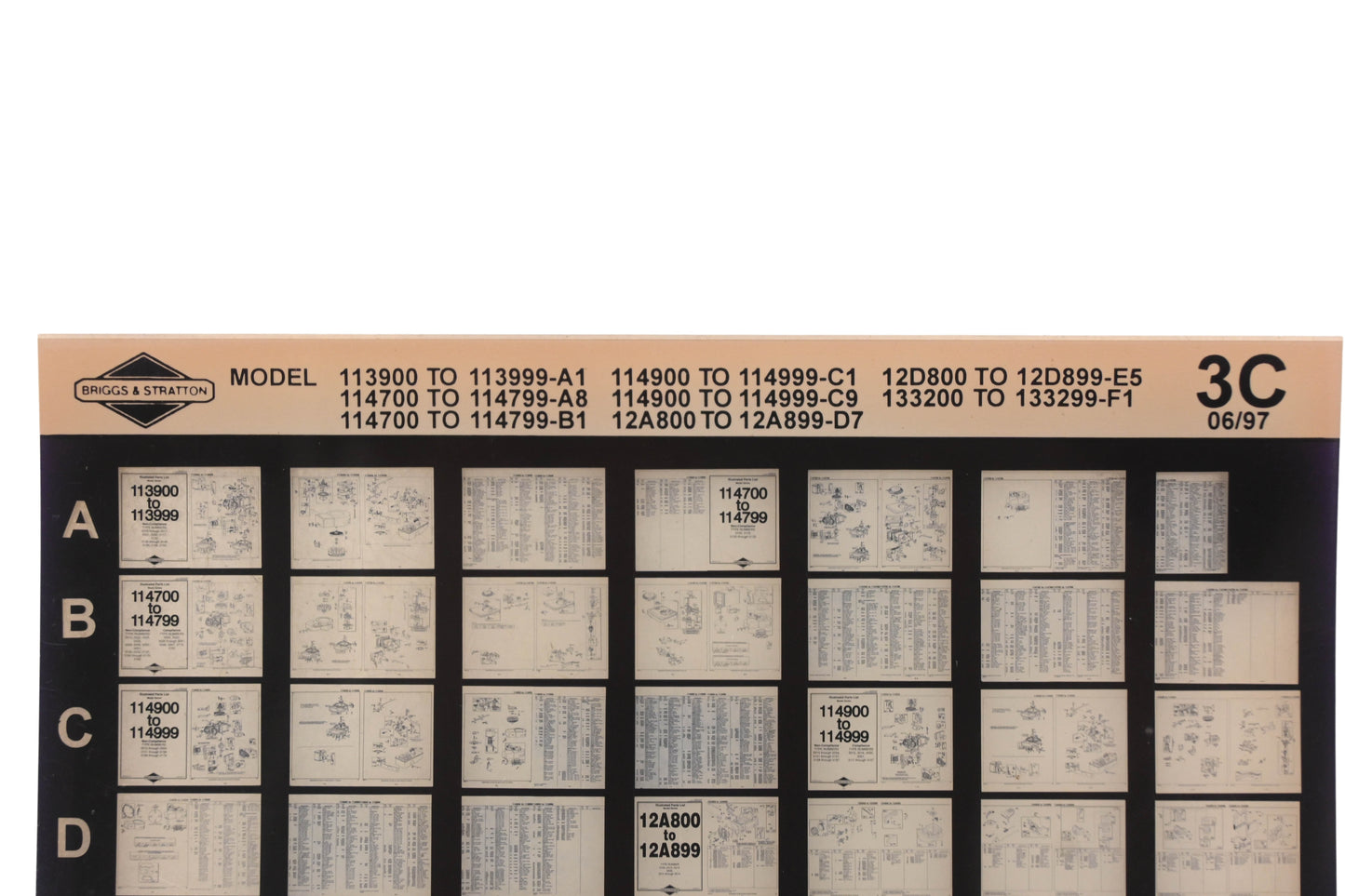 OEM Briggs & Stratton 3C Model Info Rev:6/97 Microfiche