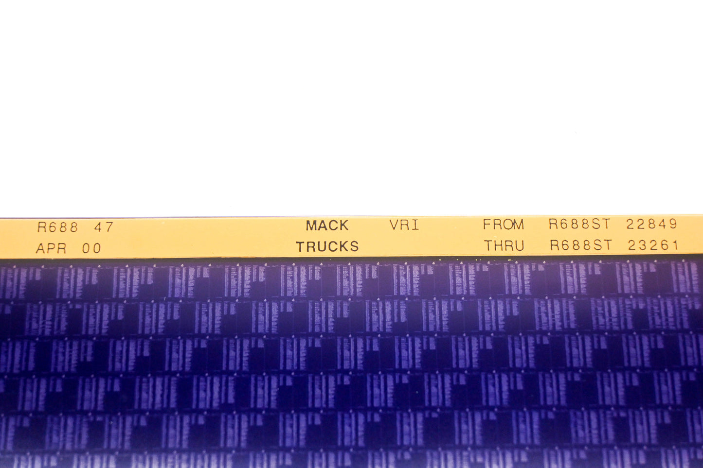 Mack R688 47 R688ST22849 - R688ST23261 VRI Microfiche NOS