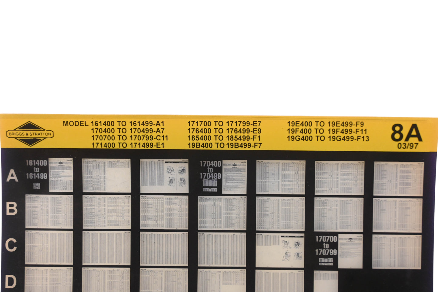 OEM Briggs & Stratton 8A Model Info Rev:3/97 Microfiche