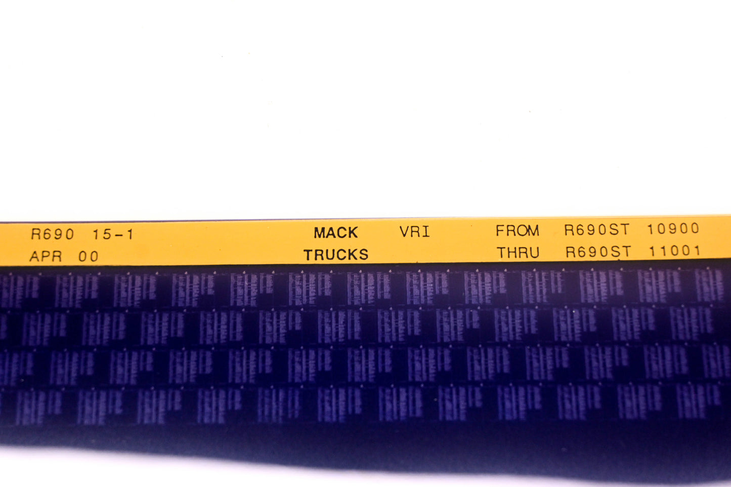 Mack R690 15-1 R690ST10900 - R690ST11001 VRI Microfiche NOS