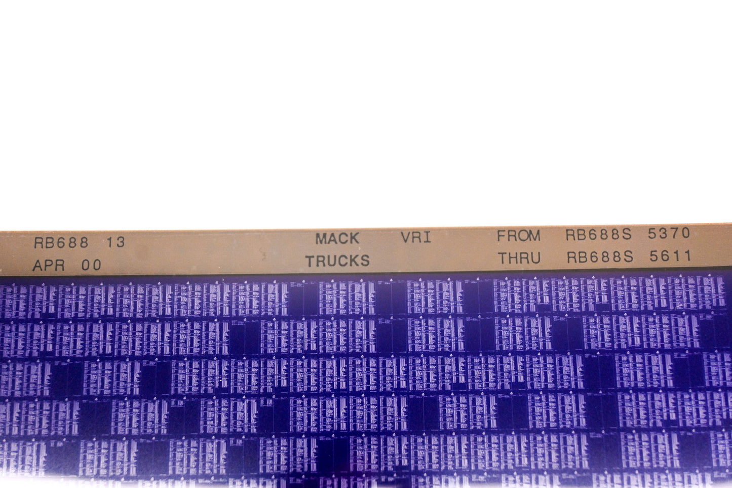 Mack RB688 13 RB688S5370 - RB688S5611 VRI Microfiche NOS