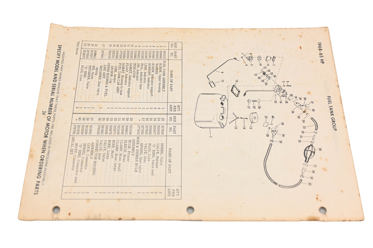 Johnson 383047 1968 Sea Horse 65hp VX-VXL-14B, VXH-VXHL-14B Parts Catalog