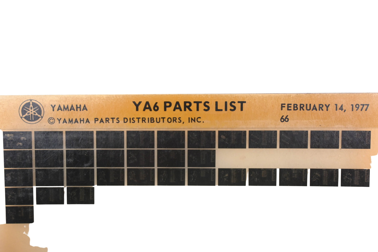 OEM Yamaha AN002-185 YA6 Parts List Microfiche Rev:2/14/1977