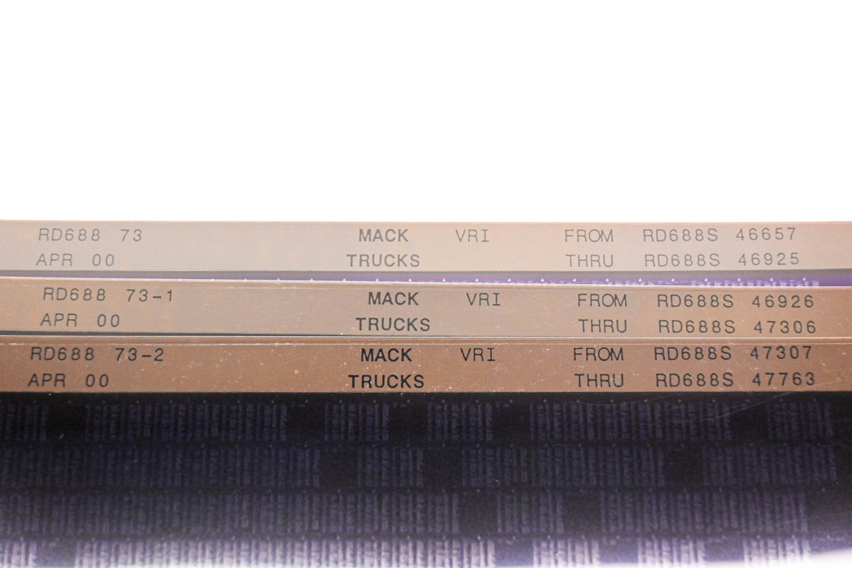 Mack RD688 73, RD688 73-1, RD688 73-2 RD688S46657 - RD688S47763 VRI Microfiche Lot of 3 NOS