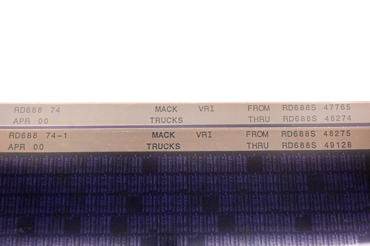 Mack RD688 74, RD688 74-1 RD688S47765 - RD688S49128 VRI Microfiche Lot of 2 NOS