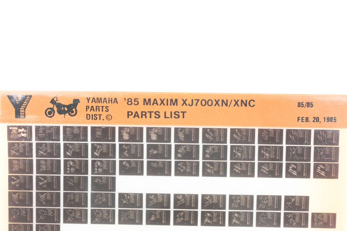 OEM Yamaha AN002-213 1985 Maxim XJ700XN/XNC Parts List Microfiche Rev:2/20/1985