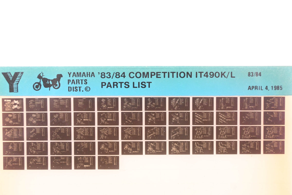 OEM Yamaha AN002-216 1983/84 Competition IT490K/L Parts List Microfiche Rev:4/4/1985