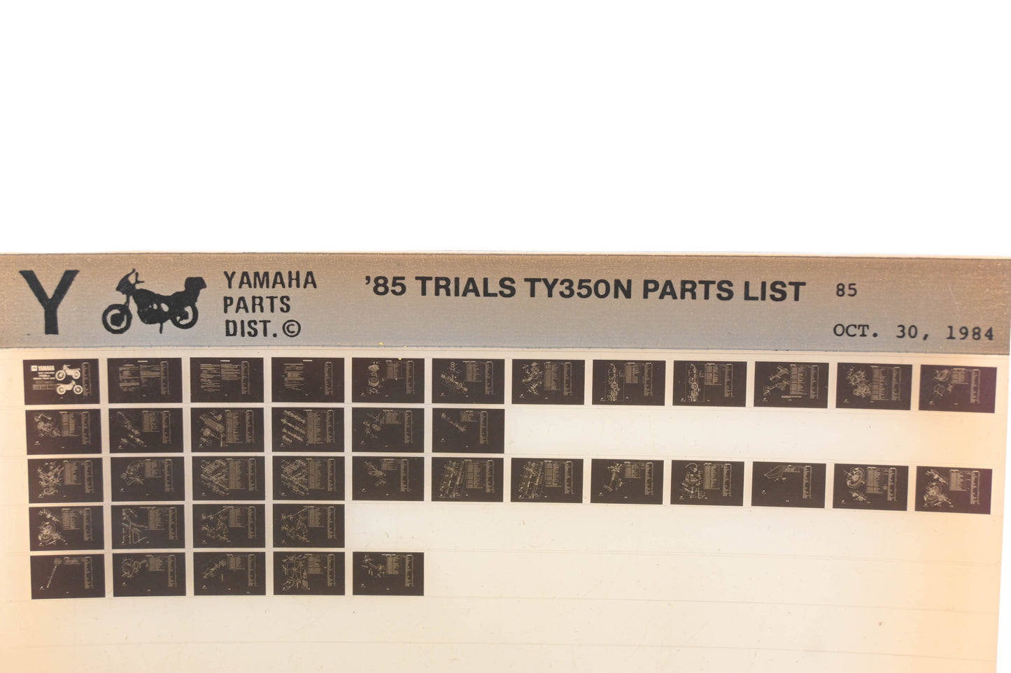 OEM Yamaha AN002-221 1985 Trials TY350N Parts List Microfiche