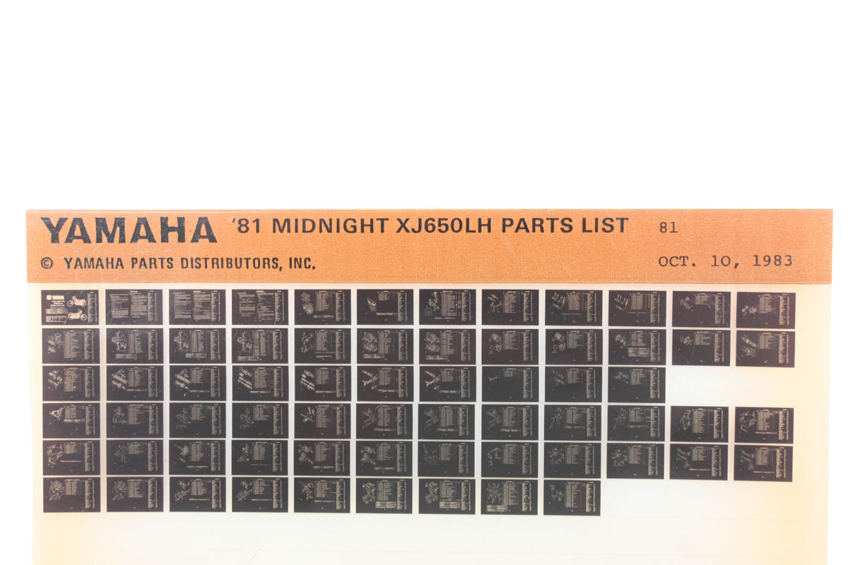 OEM Yamaha AN002-240 1981 Midnight XJ650LH Parts List Microfiche Rev:10/10/1983