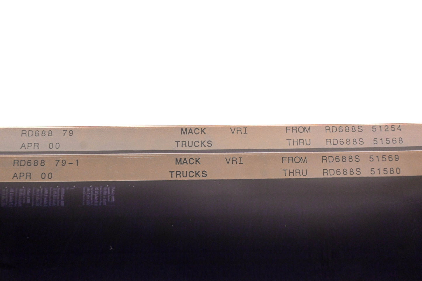 Mack RD688 79, RD688 79-1 RD688S51254 - RD68851580 VRI Microfiche Lot of 2 NOS