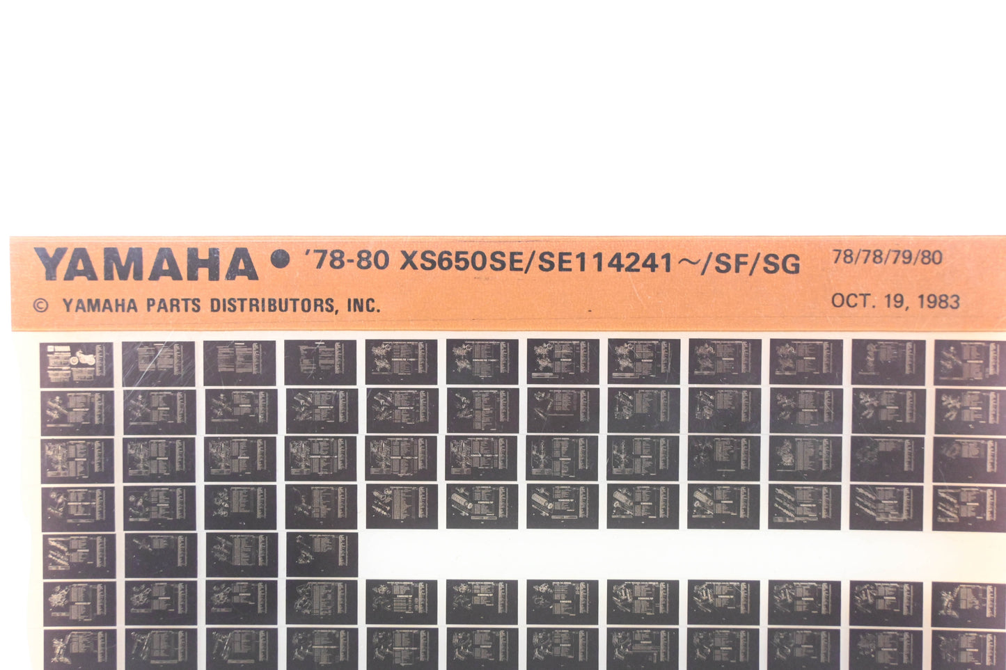OEM Yamaha AN002-242 1978-80 XS650SE/SE114241~/SF/SG Parts List Microfiche Rev:10/19/1983