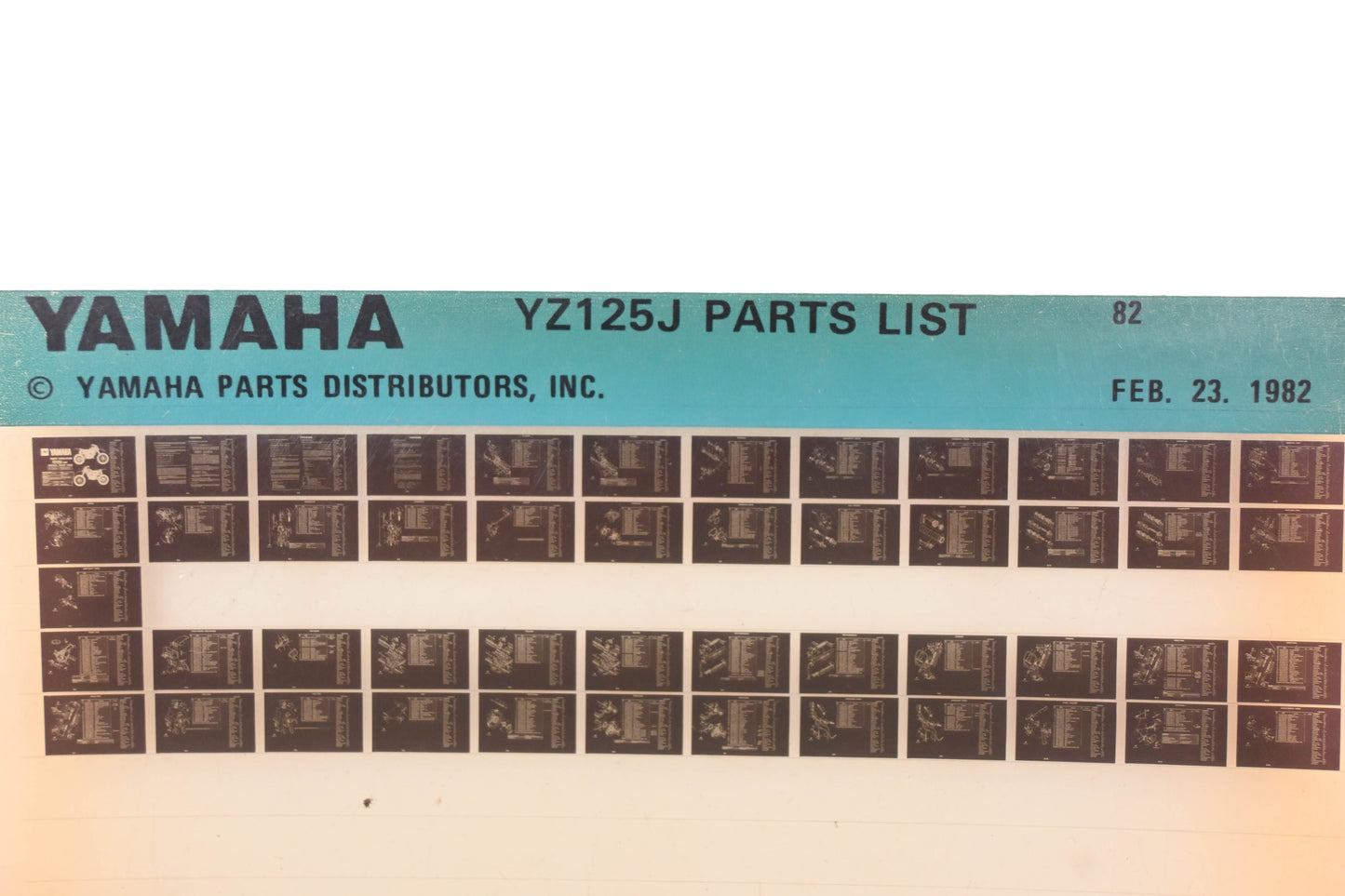 OEM Yamaha AM010-66 1982 YZ125J Parts List Microfiche Rev:2/23/1982