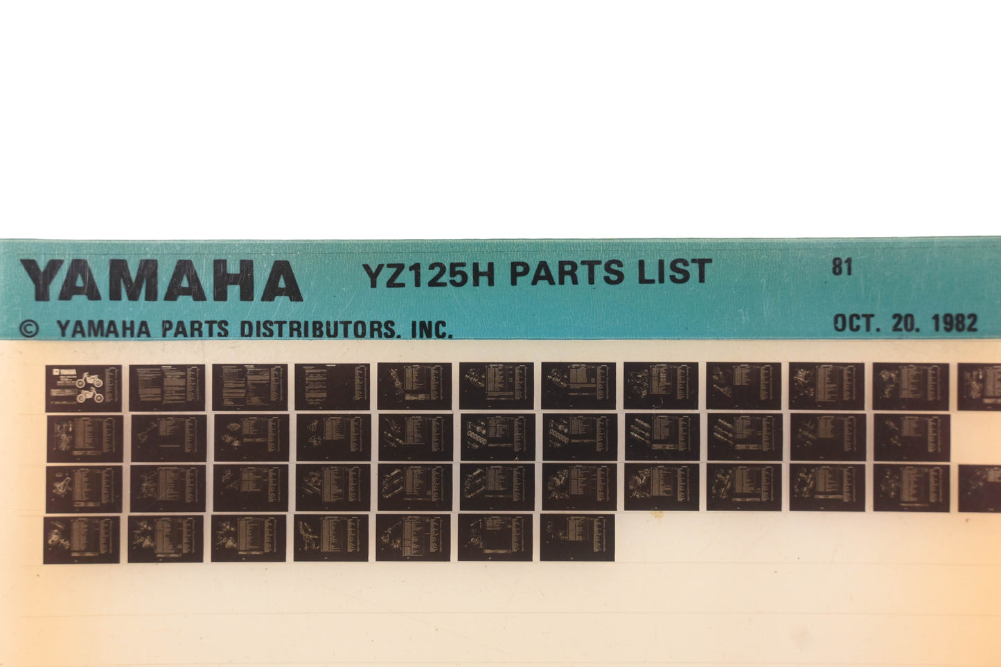 OEM Yamaha AM010-71 1981 YZ125H Parts List Microfiche Rev:10/20/1982