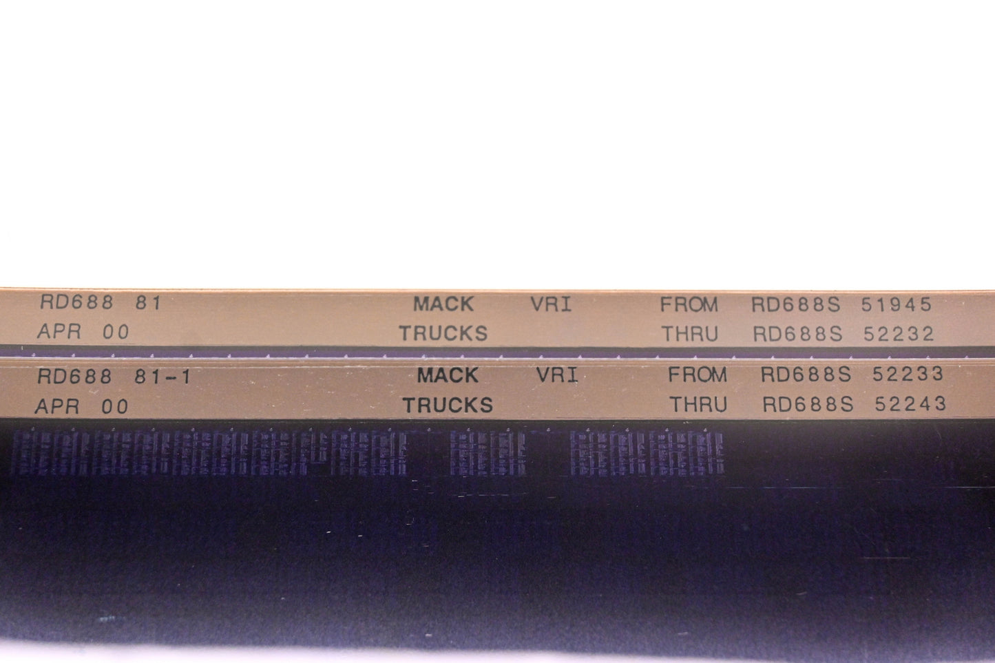Mack RD688 81, RD688-81-1 RD688S51945 - RD688S52243 VRI Microfiche Lot of 2 NOS