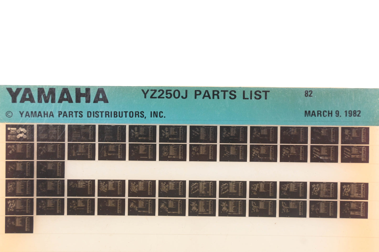 OEM Yamaha AM010-73 1982 YZ250J Parts List Microfiche Rev:3/9/1982