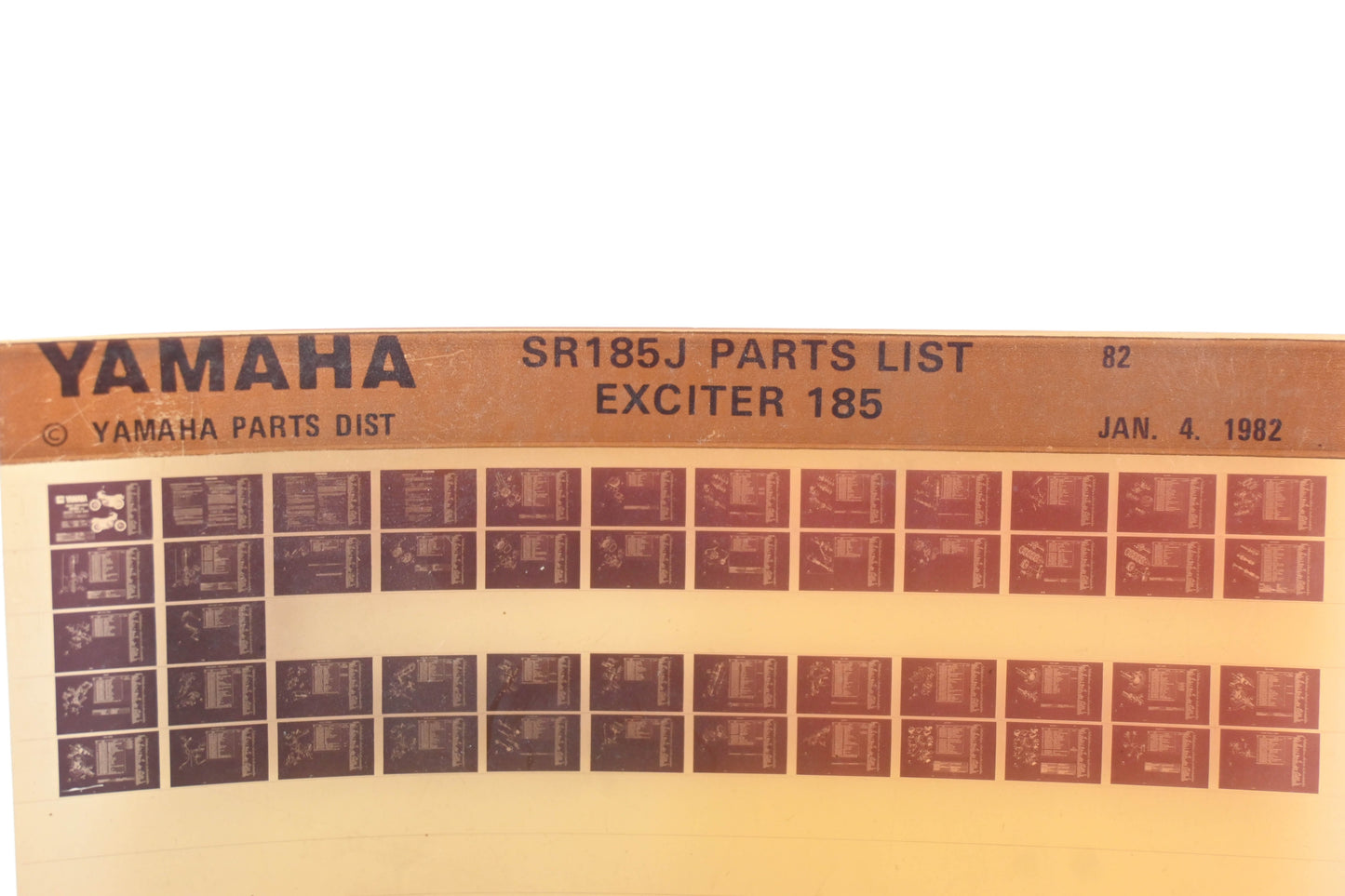 OEM Yamaha AM010-75 1982 SR185J Exciter 185 Parts List Microfiche Rev:1/4/1982