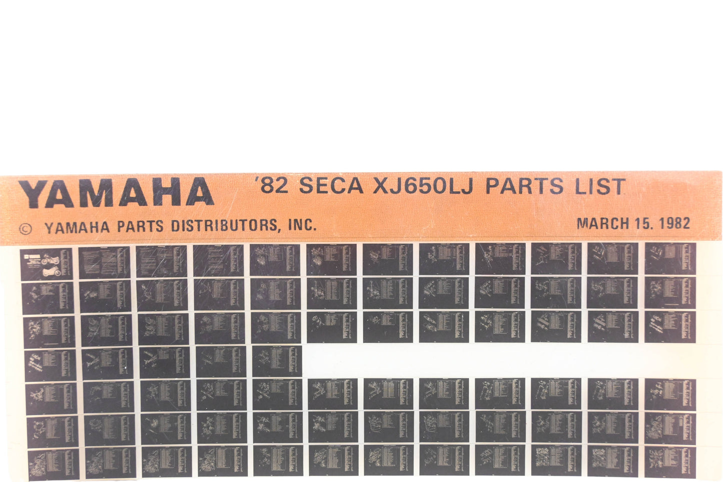 OEM Yamaha AM010-76 1982 SECA XJ650LJ Parts List Microfiche Rev:3/15/1982