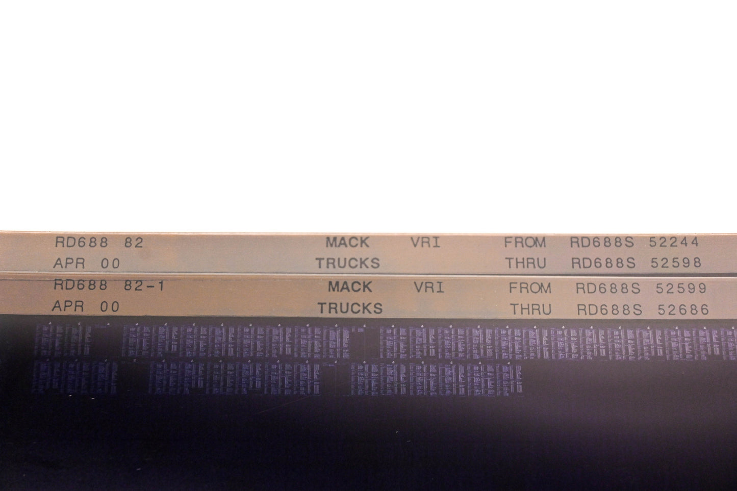 Mack RD688 82, RD688 82-1 RD688S52244 - RD688S52686 VRI Microfiche Lot of 2 NOS