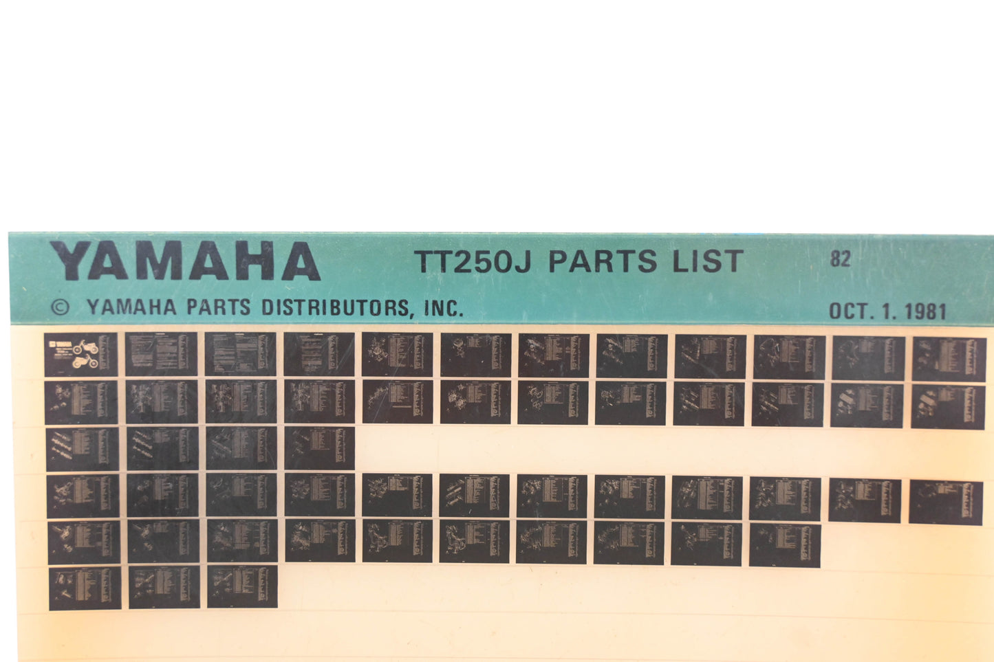 OEM Yamaha AM010-91 1982 TT250J Parts List Microfiche Rev:10/1/1981