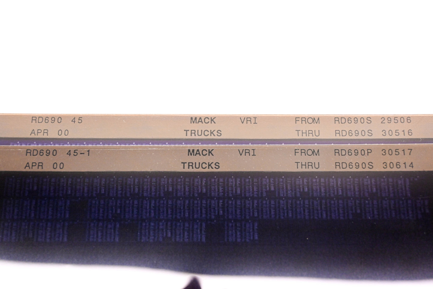 Mack RD690 45, RD690 45-1 RD690S29506 - RD690S30614 VRI Microfiche Lot of 2 NOS