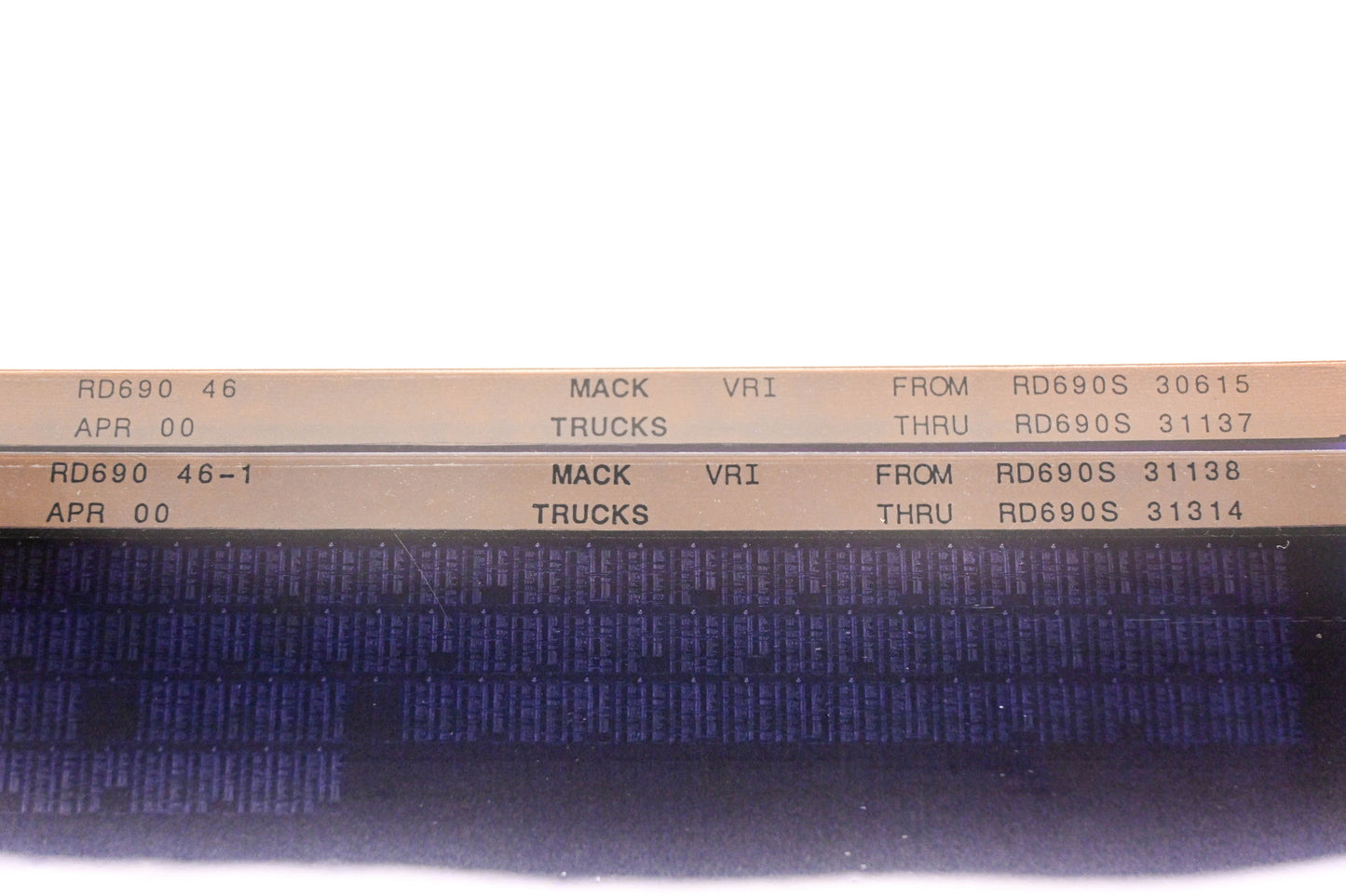 Mack RD690 46, RD690 46-1 RD690S30615 - RD690S31314 VRI Microfiche Lot of 2 NOS