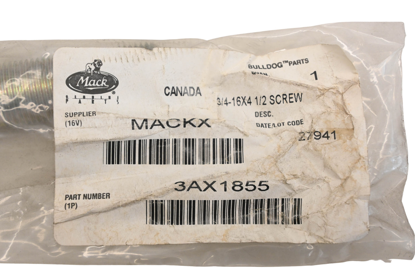 Mack 3AX1855 Screw 3/4-16x4-1/2 NOS