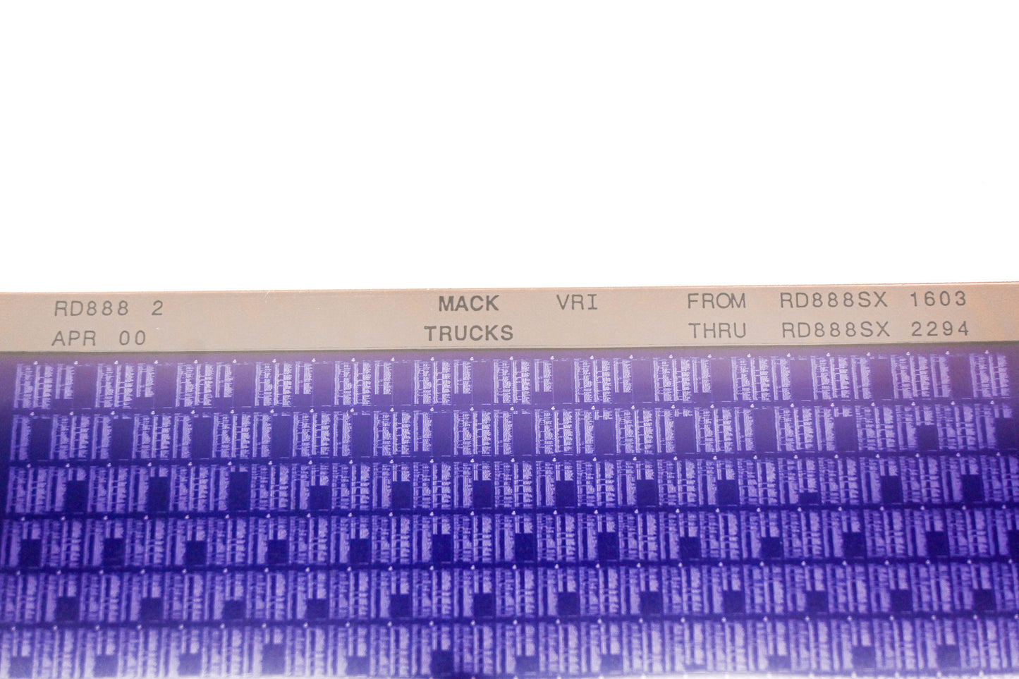 Mack RD888 2 RD888SX1603 - RD888SX2294 VRI Microfiche NOS