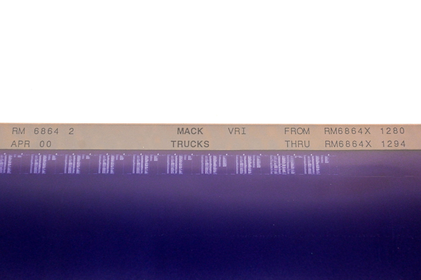 Mack RM6864 2 RM6864X1280 - RM6864X1294 VRI Microfiche NOS