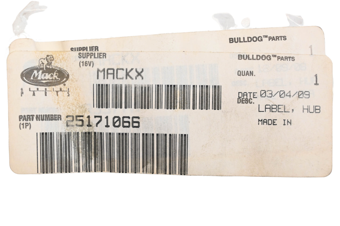 Mack 25171066 Hub Cap Label NOS
