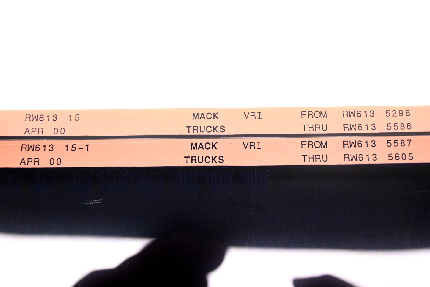 Mack RW613 15, RW613 15-1 RW6135298 - RW6135605 VRI Microfiche Lot of 2 NOS