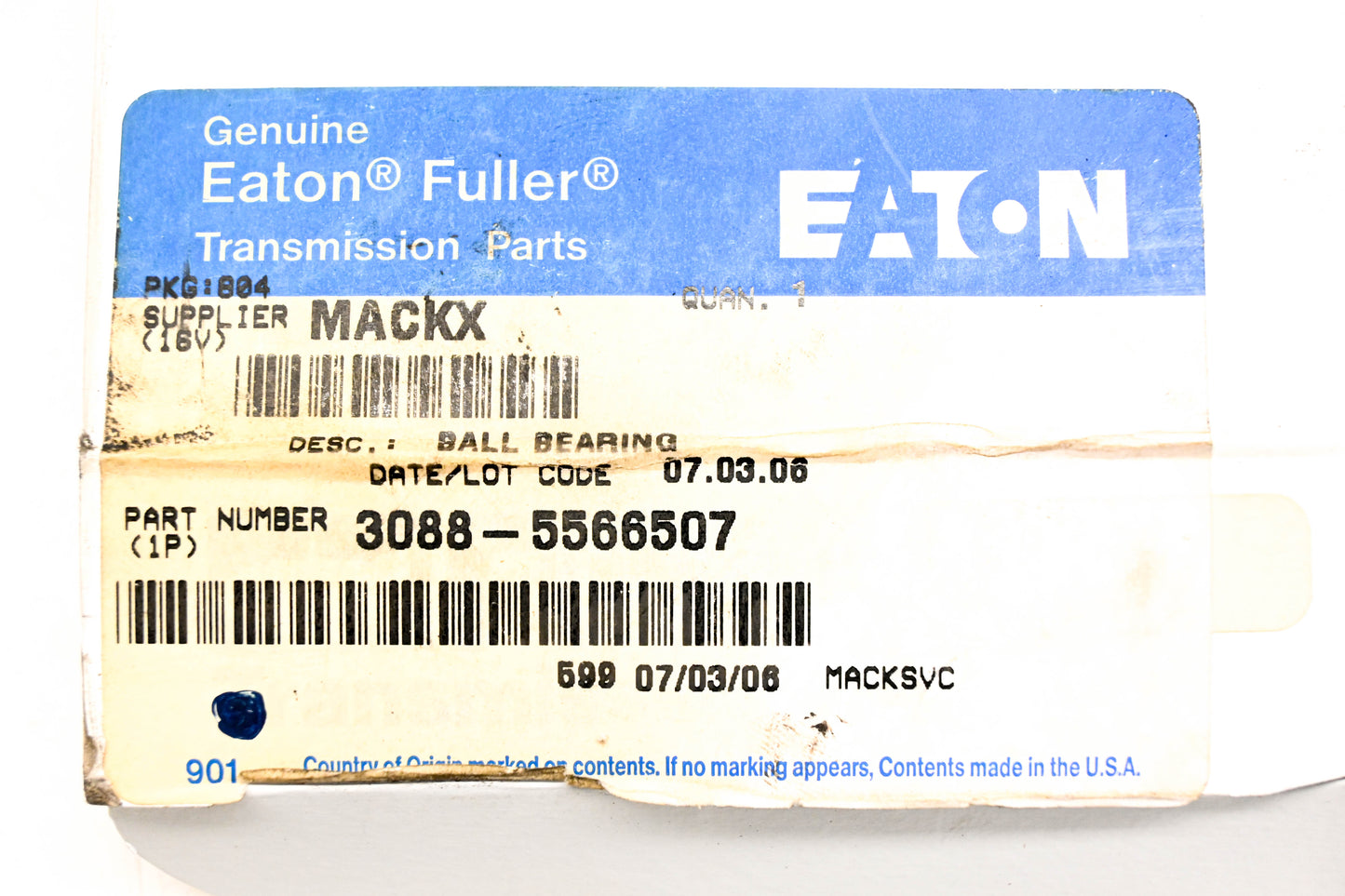 Mack 3088-5566507, 5566507-BOX Eaton Fuller Bearing NOS