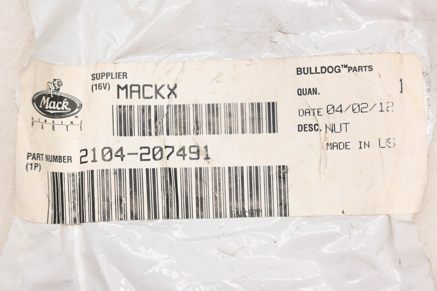 Mack 2104-207491 Nut NOS