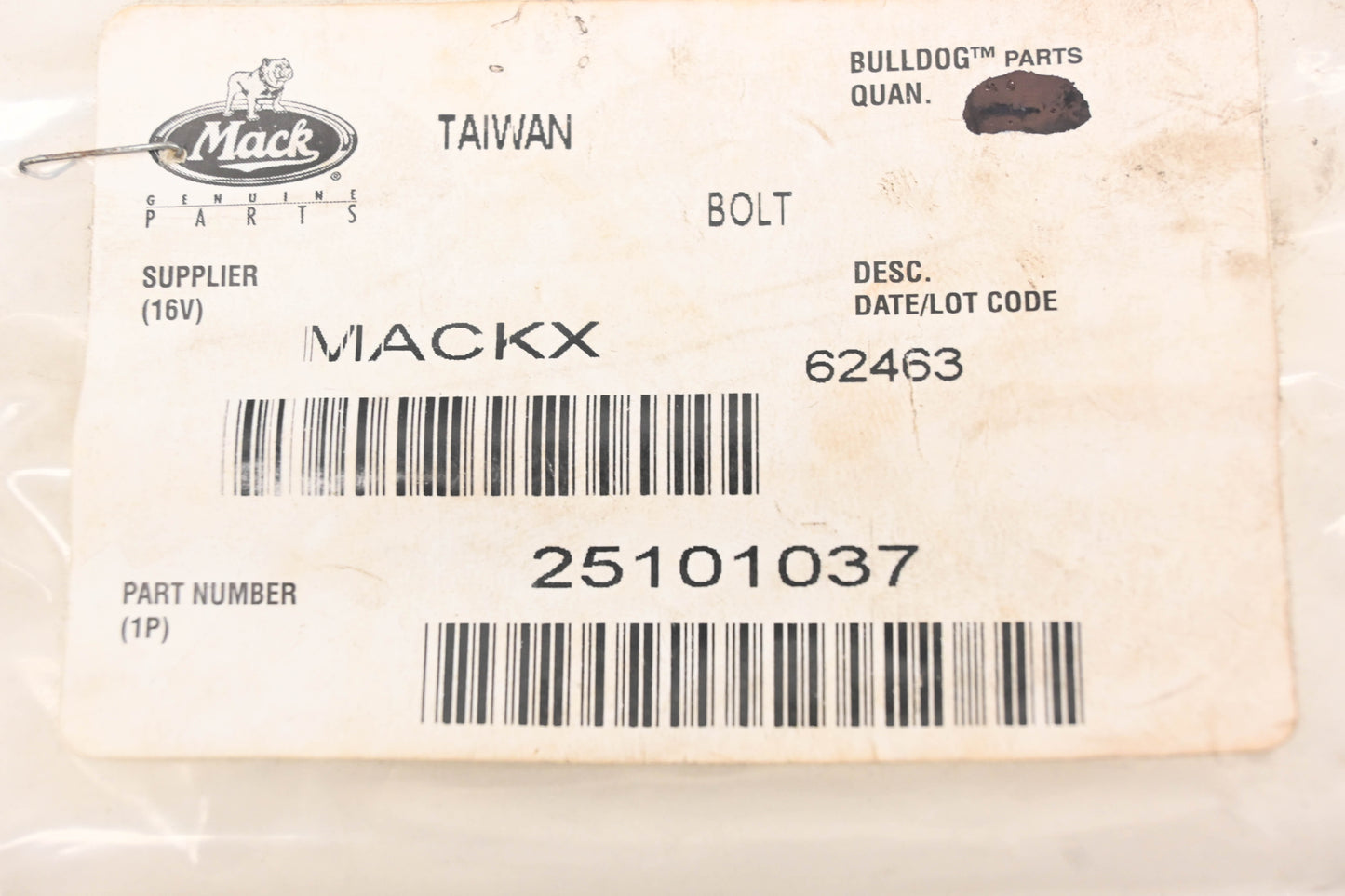 Mack 25101037, 59AM3 Battery Box Bolt NOS