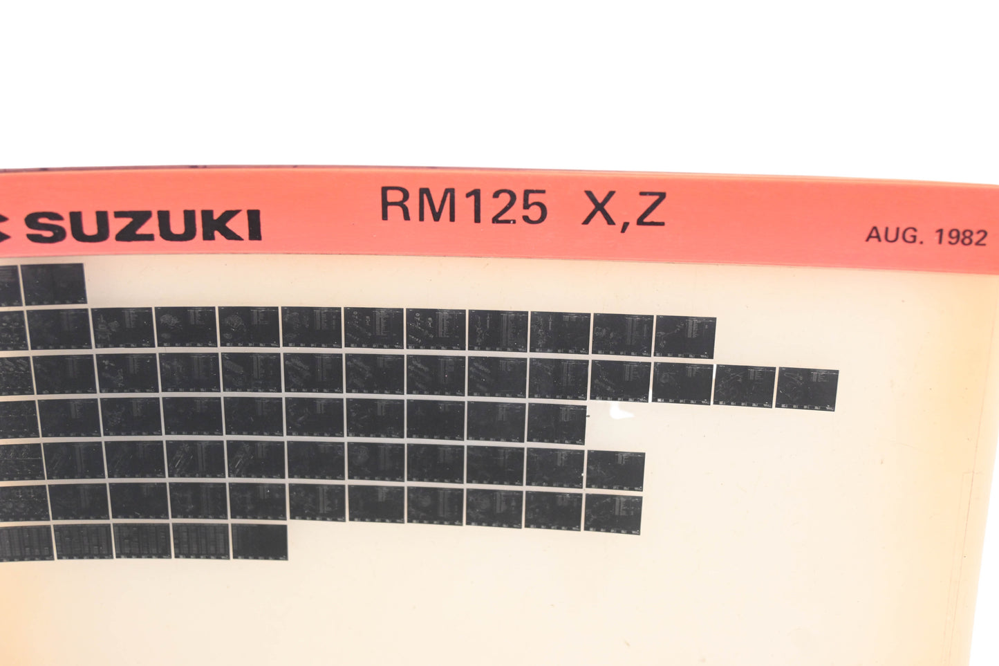 New OEM Suzuki RM125XZ RM125 X,Z Parts Catalogue Microfiche Rev: 8/1982 NOS