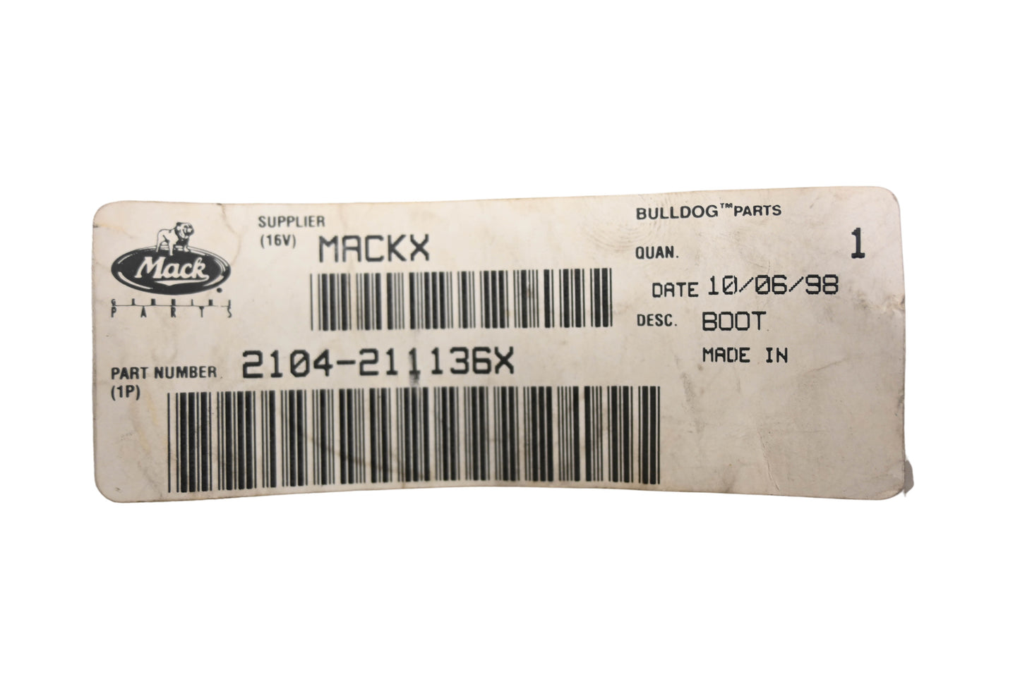 Mack 2104-211136X Shifter Boot NOS