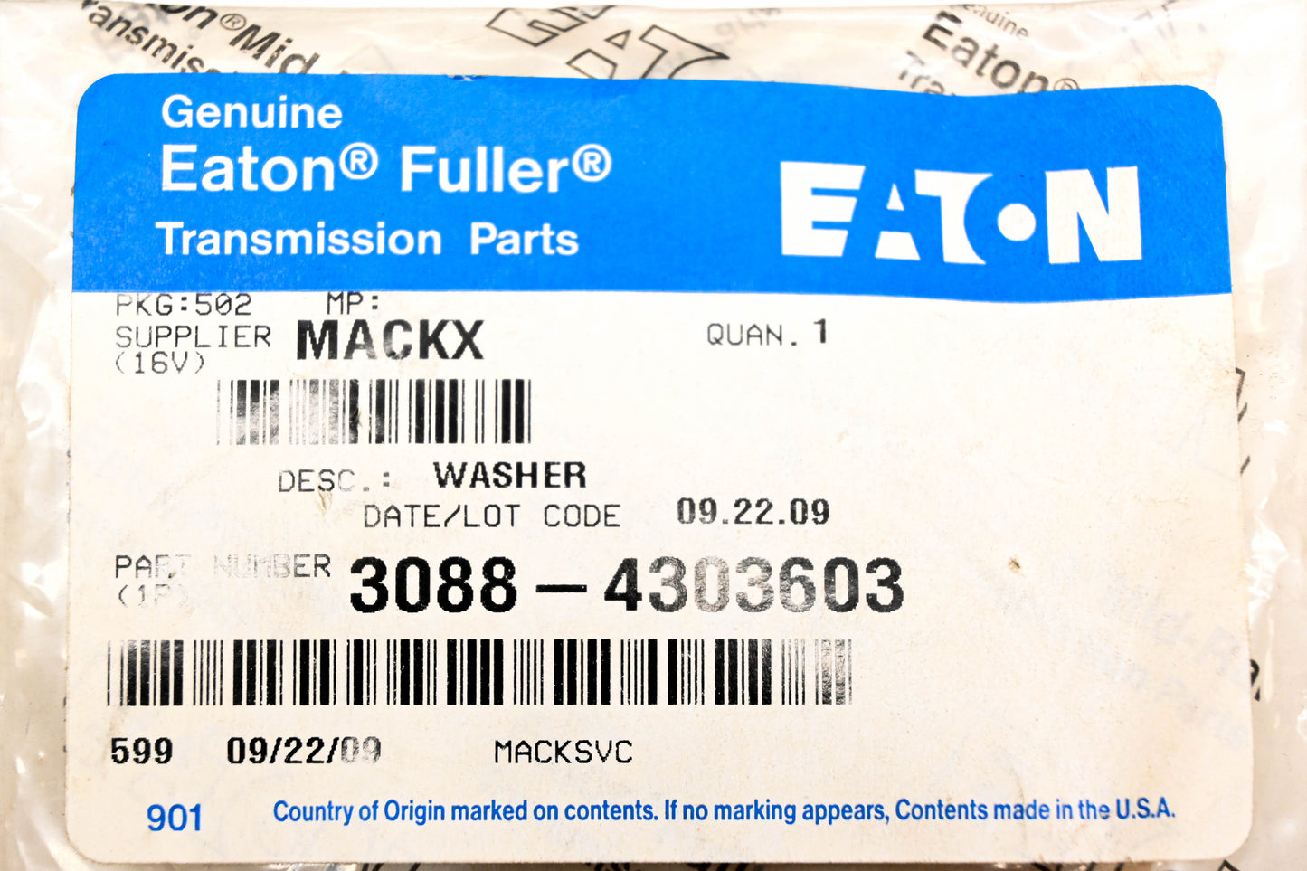 Mack 3088-4303603 Eaton Fuller Washer NOS
