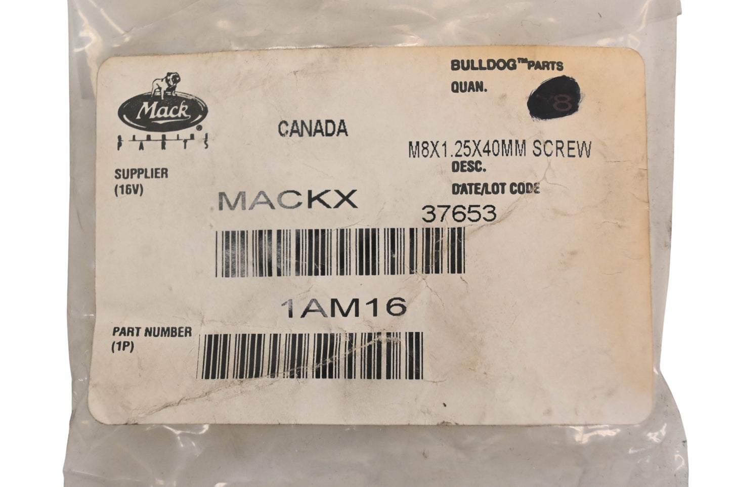 Mack 1AM16, 25097330 M8X1.25X40MM Screw NOS