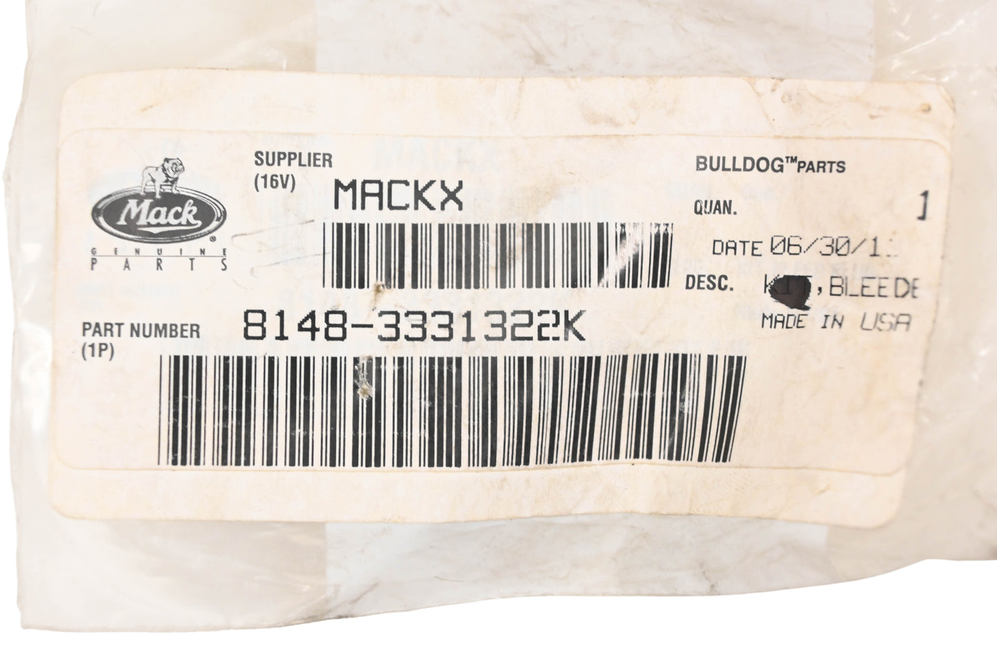 Mack 8148-3331322K Bleeder Plug NOS