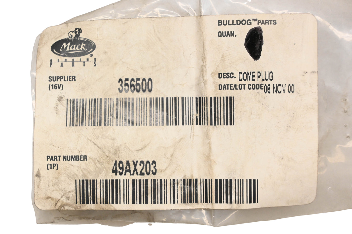 Mack 49AX203 Dome Plug NOS