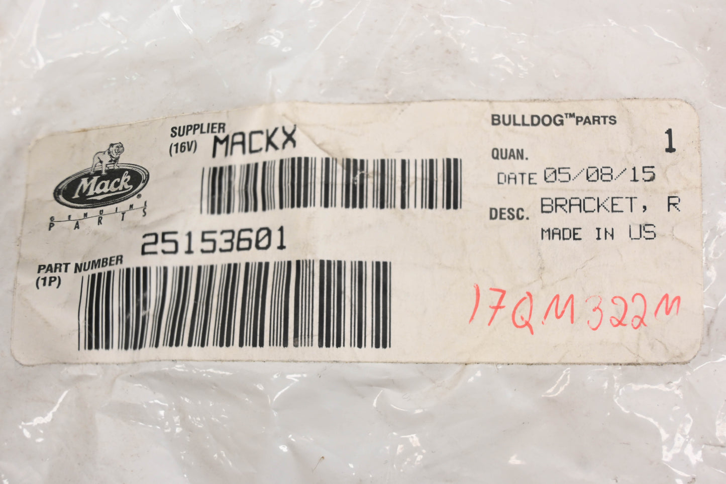 Mack 25153601, 17QM322M Bracket NOS