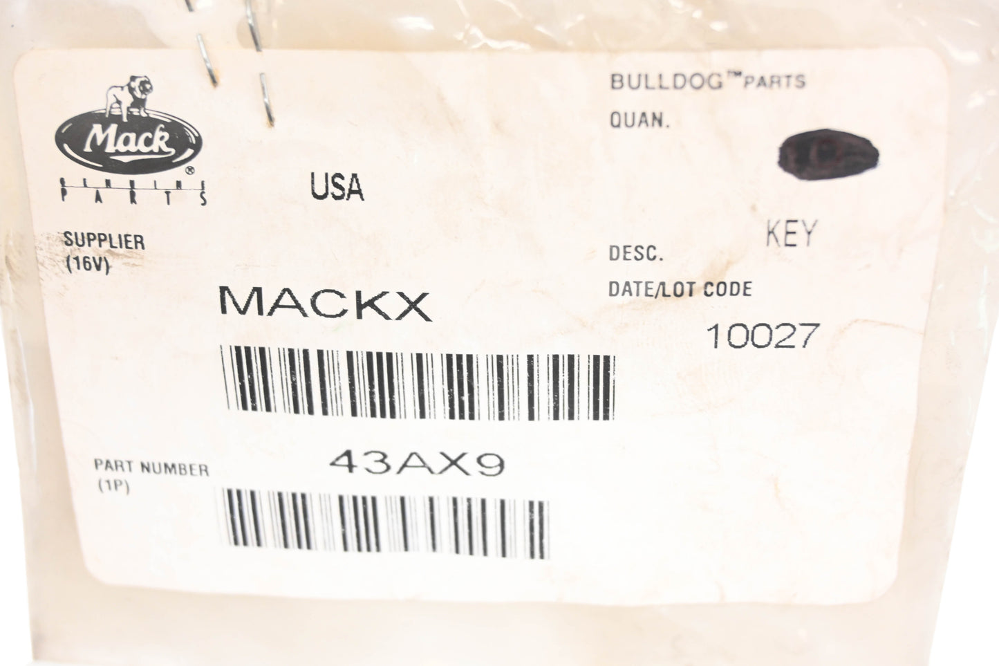 Mack 43AX9 Woodruff Key NOS