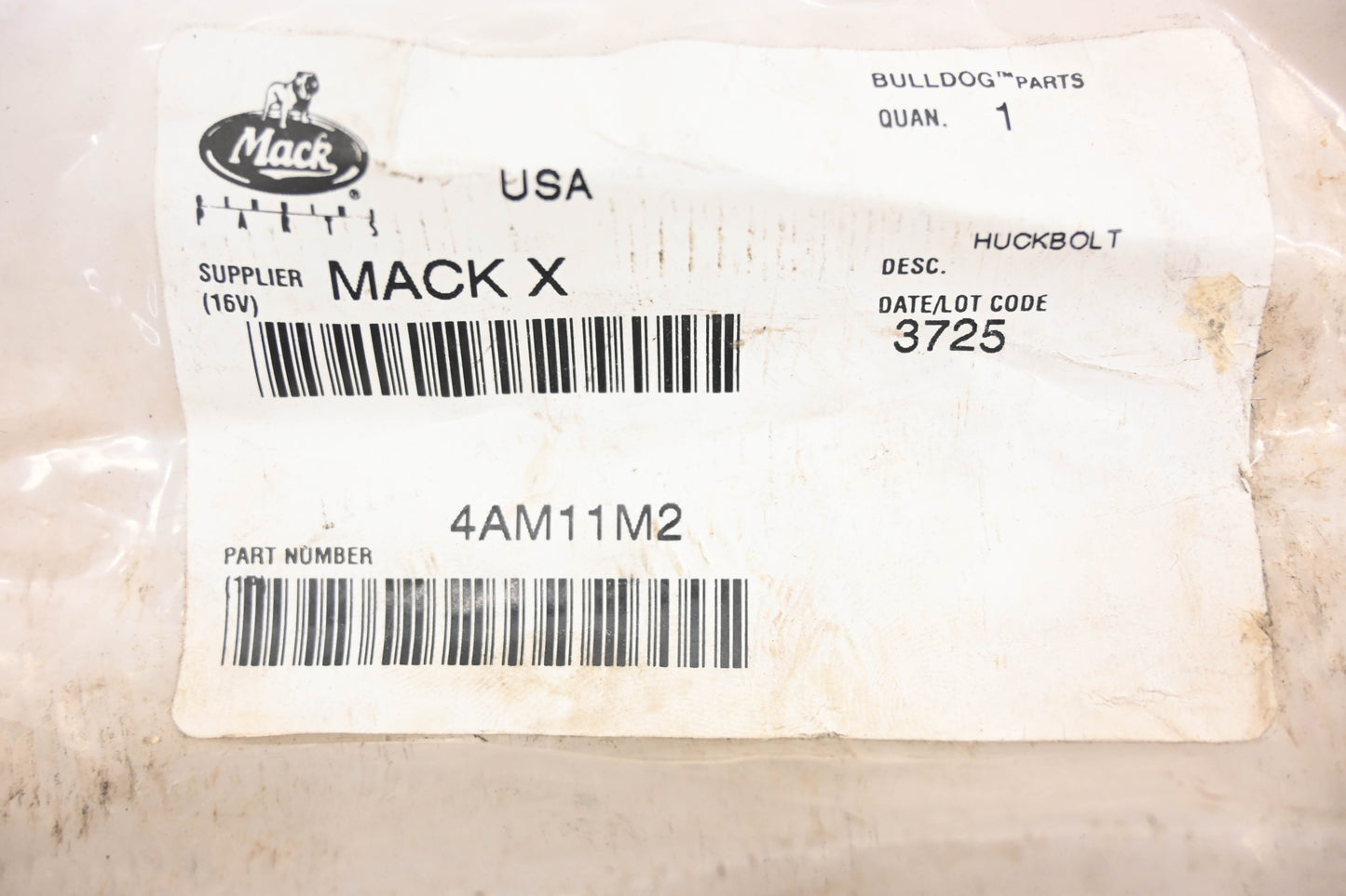 Mack 4AM12M2, 85130551 Huck Bolt 16mm NOS